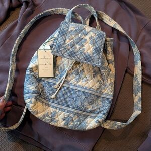 NWT Vintage Rare Vera Bradley Mimi Blue Toile Backpack Set!